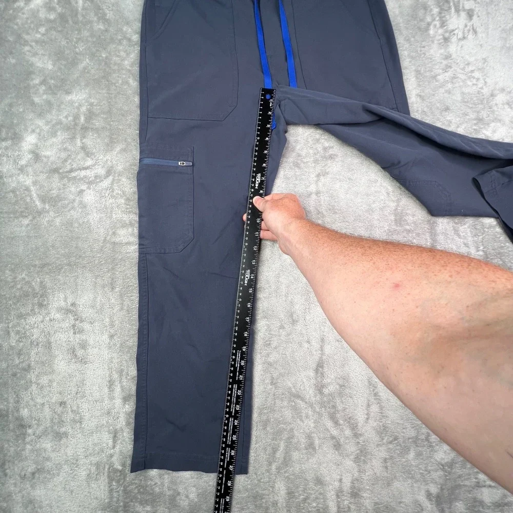 FIGS Cairo Straight Scrub Pants Mens L‎ Navy Blue Solid Multi Pocket Drawstring